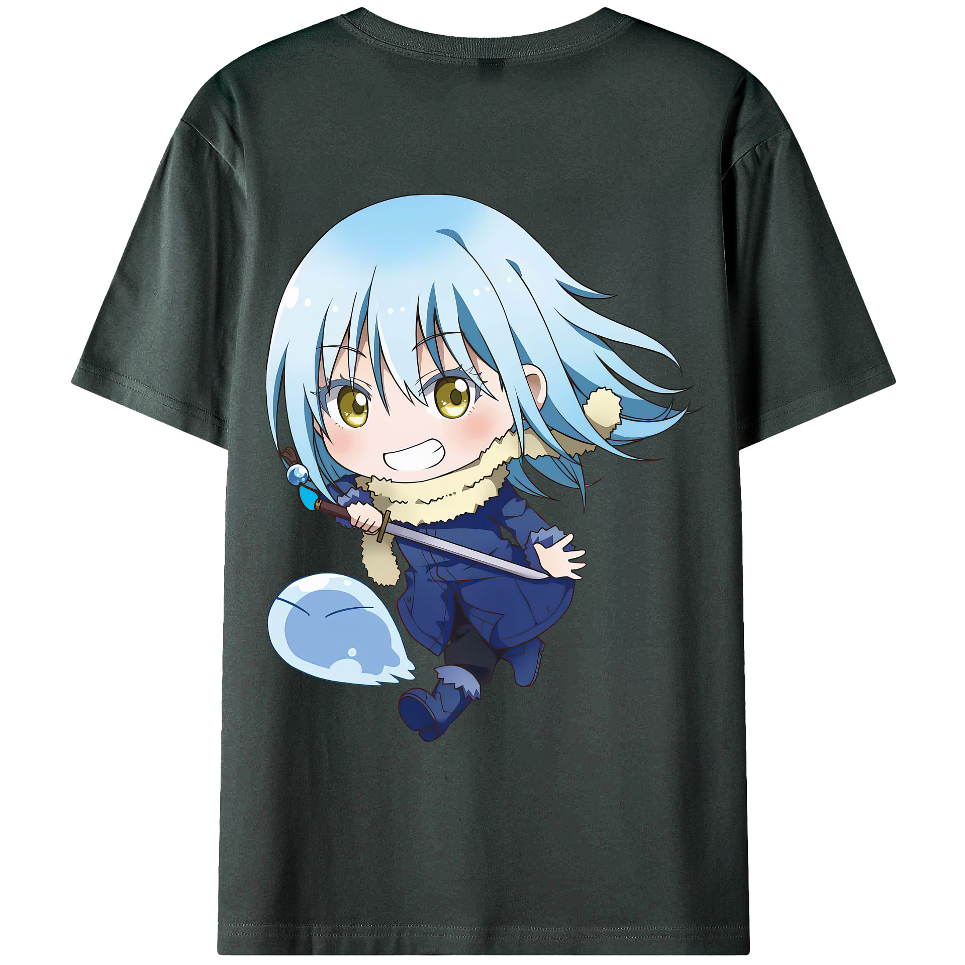 （画像用） 転スラ Regarding Reincarnated to Slime 綿100％ メンズ半袖Tシャツ（バックプリント） 通気性